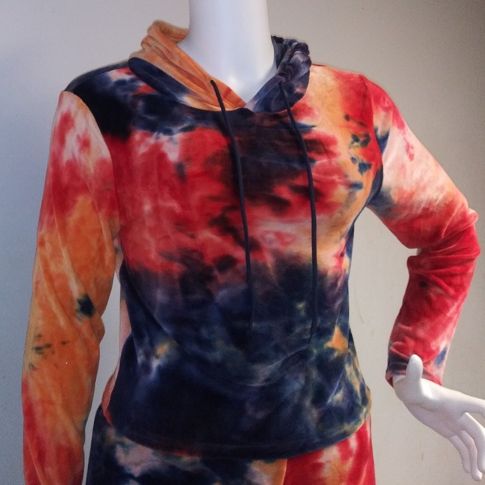 2 piece velour tye Dye jumpsuit
